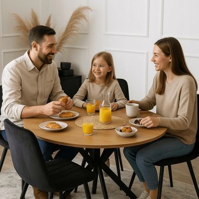 Стол MEBEL ELITE LAUREN 80X80 Дуб золотой/черный фотография