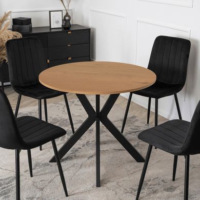 Стол MEBEL ELITE LAUREN 80X80 Дуб золотой/черный фотография