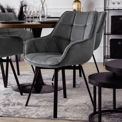 Стілець поворотний оксамитовий MEBEL ELITE LUNA Velvet Сірий фотографія