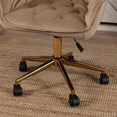 Стілець офісний поворотний оксамитовий MEBEL ELITE MILAN Velvet Бежевий / Золотий фотографія