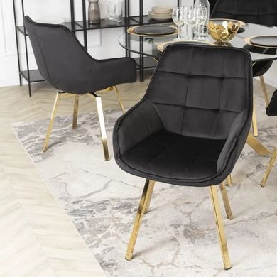 Стілець оксамитовий поворотний MEBEL ELITE MIA Velvet Чорний фотографія