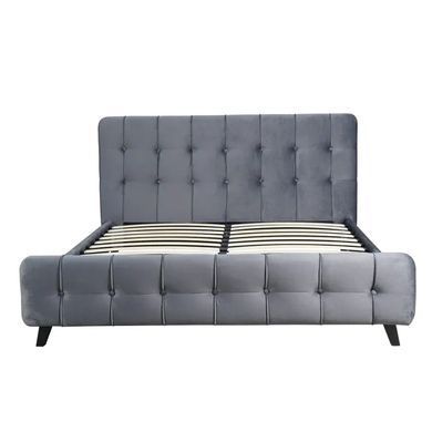 Ліжко двоспальне оксамитове MEBEL ELITE LINO Velvet 160x200 см Сірий фотографія