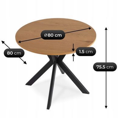 Стол MEBEL ELITE LAUREN 80X80 Дуб золотой/черный фотография