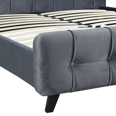 Ліжко двоспальне оксамитове MEBEL ELITE LINO Velvet 160x200 см Сірий фотографія