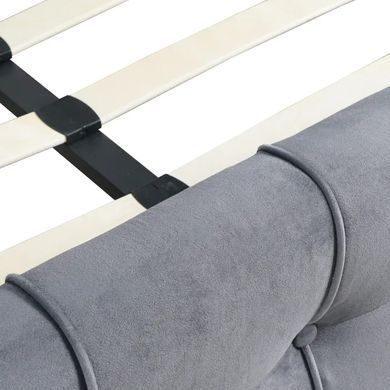 Ліжко двоспальне оксамитове MEBEL ELITE LINO Velvet 160x200 см Сірий фотографія