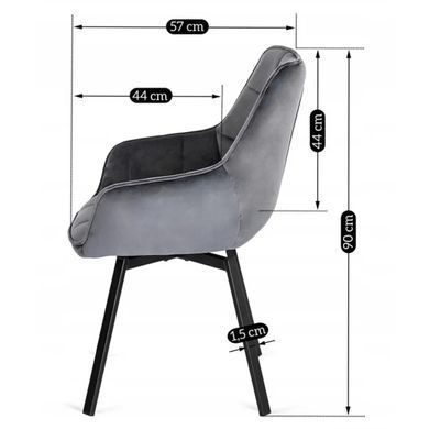 Стілець поворотний оксамитовий MEBEL ELITE LUNA Velvet Сірий фотографія