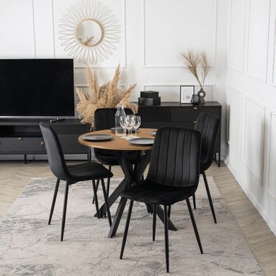 Стол MEBEL ELITE LAUREN 80X80 Дуб золотой/черный фотография