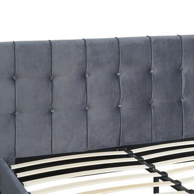 Ліжко двоспальне оксамитове MEBEL ELITE LINO Velvet 160x200 см Сірий фотографія