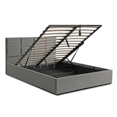 Кровать бархатная MEBEL ELITE MANDA Velvet 160x200 см Серый фотография