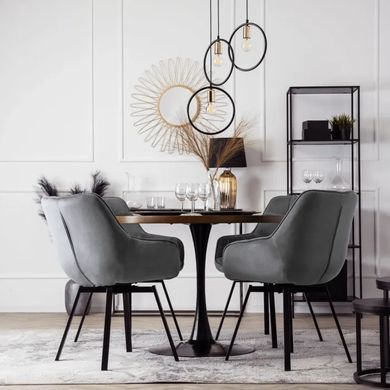 Стілець поворотний оксамитовий MEBEL ELITE LUNA Velvet Сірий фотографія