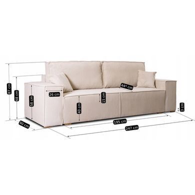 Диван MEBEL ELITE AMIR 247 см Беж фотографія