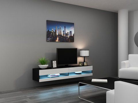 ТВ Тумба VIGO RTV Cama 180 New Чорний Мат / Білий Глянець фотографія