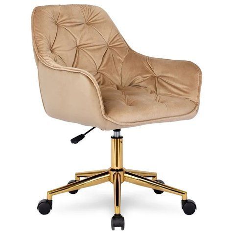 Стілець офісний поворотний оксамитовий MEBEL ELITE MILAN Velvet Бежевий / Золотий фотографія