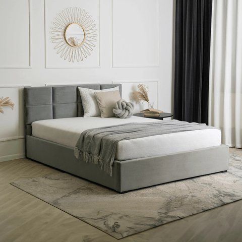 Ліжко оксамитове MEBEL ELITE MANDA Velvet 160x200 см Сірий фотографія
