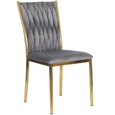 Стул бархатный MEBEL ELITE DAN Velvet Серый / Золотой фотография