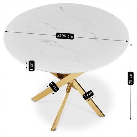 Стол MEBEL ELITE BALI 100х100 см Белый/Золото фотография