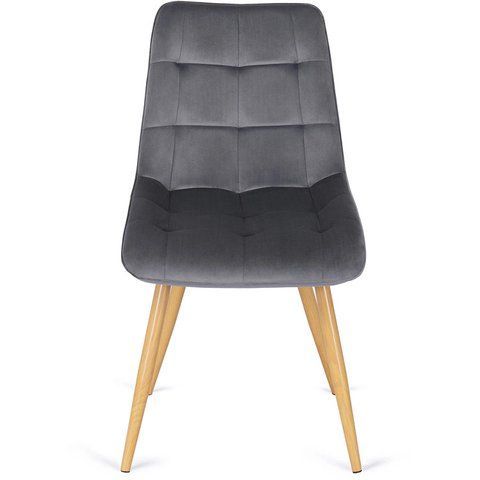 Стул бархатный MEBEL ELITE RODRI Velvet Серый/Натуральный фотография