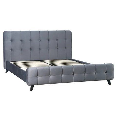 Ліжко двоспальне оксамитове MEBEL ELITE LINO Velvet 160x200 см Сірий фотографія