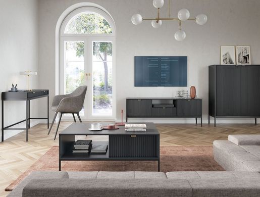 Стіл журнальний Perfect Home Нова / Nova з 2 шухлядами та чорними ніжками L104 Чорний фотографія