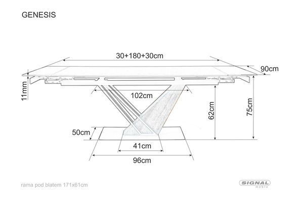 Стіл Обідній GENESIS Signal 180(240)X90 Дуб / Чорний / Дуб фотографія