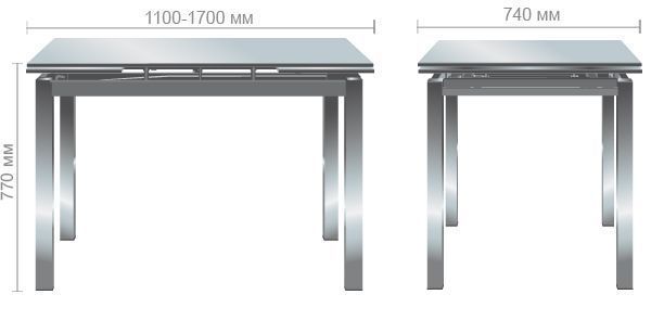 Стіл розкладний Глорія AMF 110(170)X74 Платина фотографія
