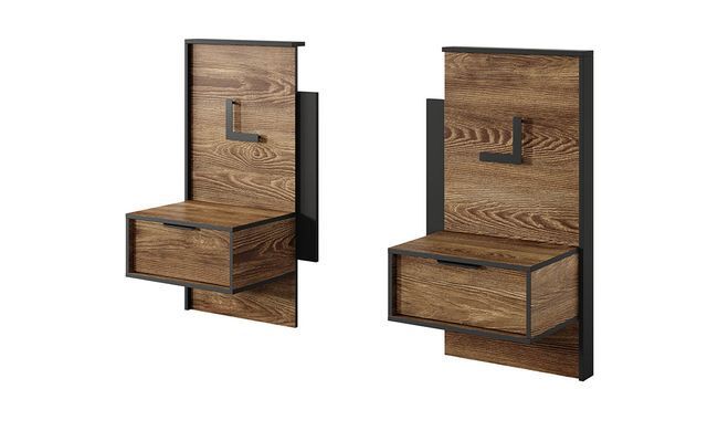 Ліжко з 2 тумбами СТОКГОЛЬМ Prestol 160x200 Каштан / Антрацит без основи під матрац фотографія