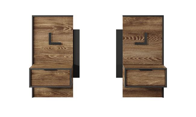 Ліжко з 2 тумбами СТОКГОЛЬМ Prestol 160x200 Каштан / Антрацит без основи під матрац фотографія