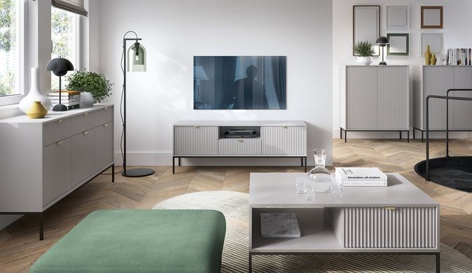 Комод Perfect Home Нова / Nova 3-дверний з 3 шухлядами і чорними ніжками KSZ154 Сірий фотографія