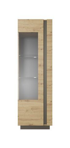 Вітрина висока Perfect Home Арко / Arco 1-дверна 1D1W/60 Дуб артизан/графіт фотографія