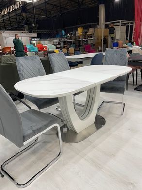 Стіл розкладний TML-865-1 VETRO 120x80 Білий Мармур фотографія