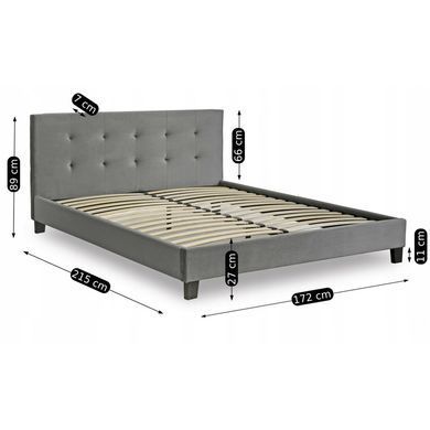 Ліжко оксамитове MEBEL ELITE BUENO Velvet 160x200 см Сірий фотографія