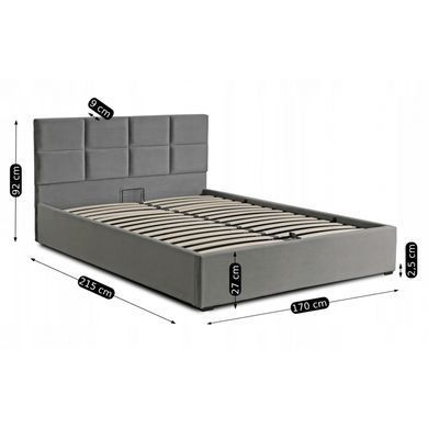 Ліжко оксамитове MEBEL ELITE BUENO Velvet 160x200 см Сірий фотографія