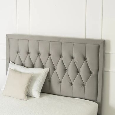 Ліжко двоспальне оксамитове MEBEL ELITE EVAN Velvet 140x200 см Сірий фотографія