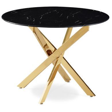 Стол MEBEL ELITE BALI 100х100 см Черный/Золото фотография