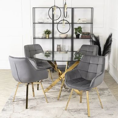 Стілець оксамитовий поворотний MEBEL ELITE MIA Velvet Сірий фотографія