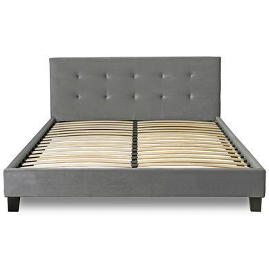 Ліжко оксамитове MEBEL ELITE BUENO Velvet 160x200 см Сірий фотографія