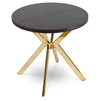 Стіл розкладний круглий MEBEL ELITE DORIAN 80(160)х80 см Чорний/золотий фотографія