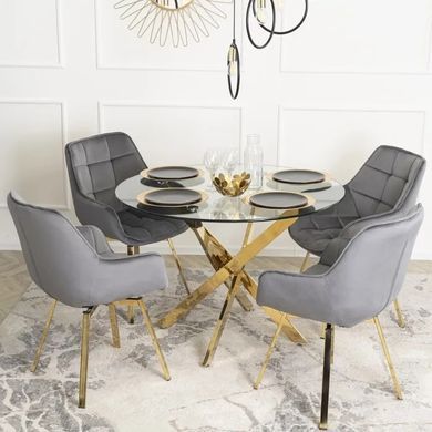 Стілець оксамитовий поворотний MEBEL ELITE MIA Velvet Сірий фотографія