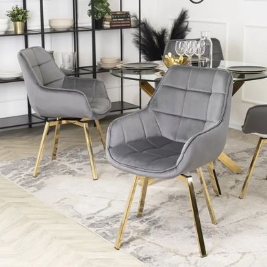 Стілець оксамитовий поворотний MEBEL ELITE MIA Velvet Сірий фотографія