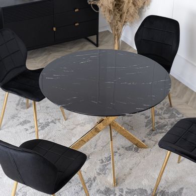 Стол MEBEL ELITE BALI 100х100 см Черный/Золото фотография