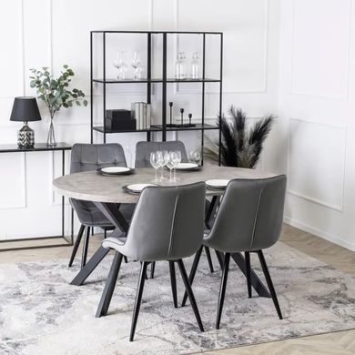 Стіл розкладний круглий MEBEL ELITE LUKAS 100-250х100 см Бетон фотографія