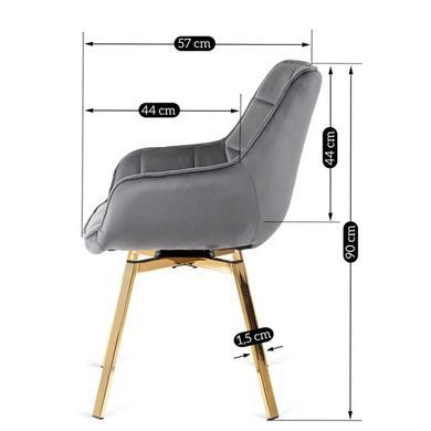 Стілець оксамитовий поворотний MEBEL ELITE MIA Velvet Сірий фотографія