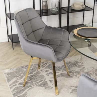 Стілець оксамитовий поворотний MEBEL ELITE MIA Velvet Сірий фотографія