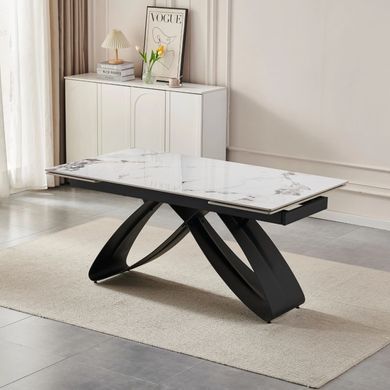 Стіл розкладний MEBEL ELITE LUIGI 160(240)х90 см Білий мармур/Чорний фотографія