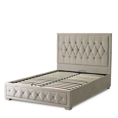 Ліжко двоспальне оксамитове MEBEL ELITE EVAN Velvet 140x200 см Сірий фотографія