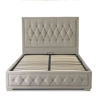 Ліжко двоспальне оксамитове MEBEL ELITE EVAN Velvet 140x200 см Сірий фотографія