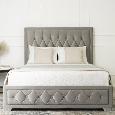 Ліжко двоспальне оксамитове MEBEL ELITE EVAN Velvet 140x200 см Сірий фотографія