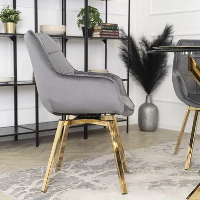 Стілець оксамитовий поворотний MEBEL ELITE MIA Velvet Сірий фотографія