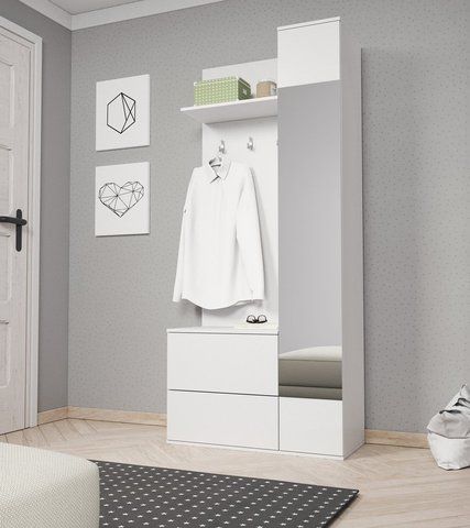 Передпокій з дзеркалом Perfect Home Грін / Green 3-дверний Білий фотографія