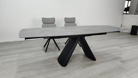 Стіл розкладний GREYSON CERAMIC Intarsio 160(240)*90 сірий мат/чорний фотографія